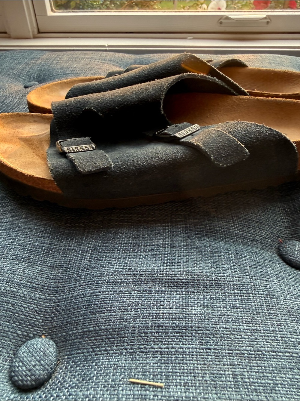 Birkenstock Zurich Suede Leather Slip On Sandals Navy Blue Size 40 Narrow Women - Picture 4 of 6